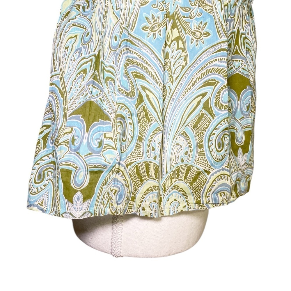 Dorothee Bis Paisley Print Green and Blue Women's Top - Picture 6 of 15